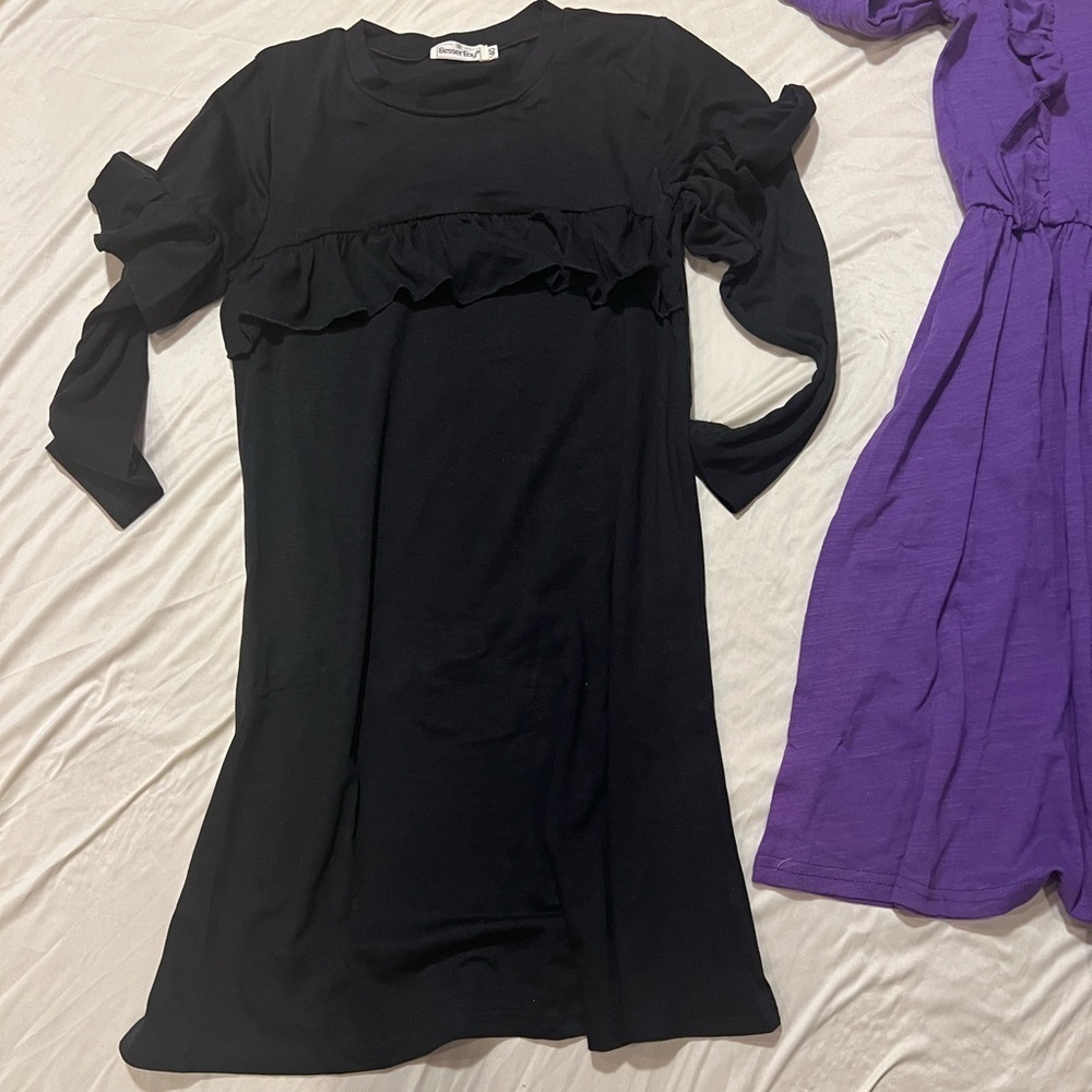 BesserBay Girls Ruffle Trim Long Sleeve Dresses โ Bundle of 2 โ Size 140 (NWOT) - Picture 2 of 4
